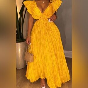 NWT - Express Bright Yellow Maxi Dress with Twisted Bodice